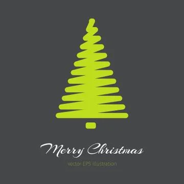 Simple green vector Christmas tree in outlines shape Stock-Illustration