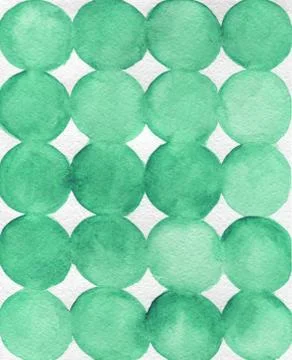 Simple green-white abstract boho background. Watercolor stains, round spots. Stock Illustration