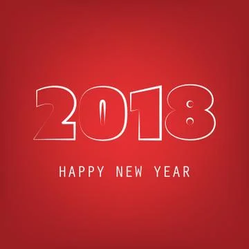 Simple Grey And Red New Year Card, Cover or Background Design Template - 2018 Stock Illustration