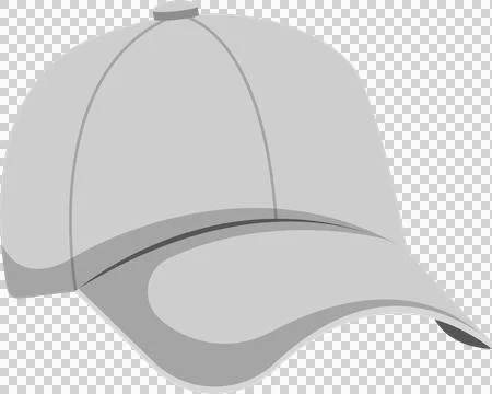 A simple grey baseball cap shown at an angle, suitable for sun protection a.. Stock Illustration