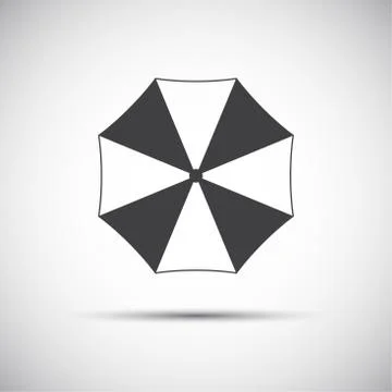 Simple grey beach umbrella icon, vector illustration 库存插图