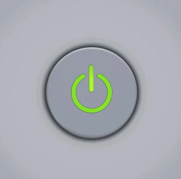 Simple grey power button at grey background Stock Illustration