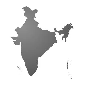 Simple Grey Vector Map of India Silhouette Isolated on White Background for.. Stock Illustration