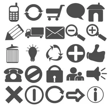 Simple Grey Web Icons Stock Illustration