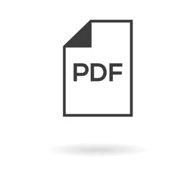 Simple greyscale icon of sheet (file) and PDF text inside Stock Illustration