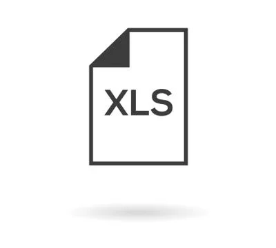 Simple greyscale icon of sheet (file) and XLS text inside Stock Illustration