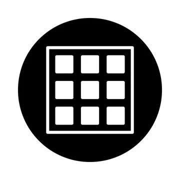 Simple grid icon, black circle with white square grid arrangement graphic r.. Stock Illustration
