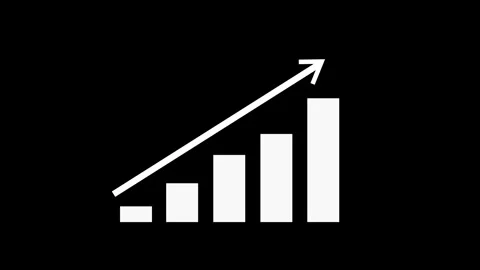 Simple growth chart icon with rising bars and an upward arrow business succ.. Stock Footage 337177668