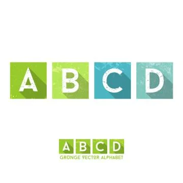 Simple Grunge Flat Alphabet Stock Illustration