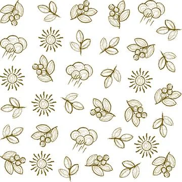 Simple grunge vector seamless pattern of growing coffee and tea Stock Illustration