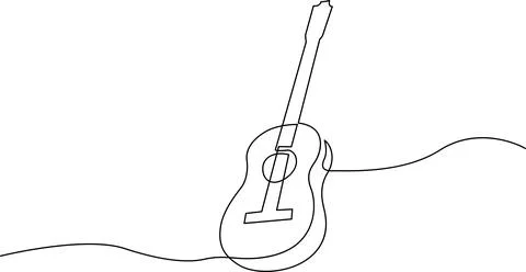Simple guitar outline drawing with string Vector Stock Illustration