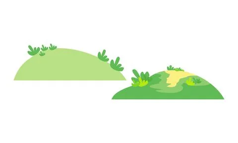 A Simple Half Circle Landscape Design Element Showing Green Hills and Grass.. Stock Illustration