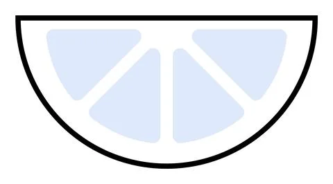 Simple Half Lemon Segment With Four Slices in Minimalistic Design Illustrazione stock