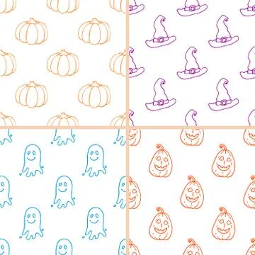 Simple Halloween doodle patterns Stockillustratie