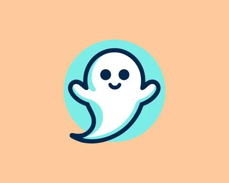 Simple halloween ghost logo in modern style Stock Illustration