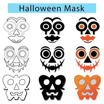 Simple Halloween mask with basic shapes, Halloween mask vector, mask art イラスト素材