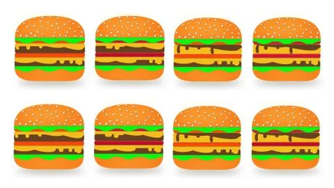 Simple hamburger illustration set on white background Stock Illustration