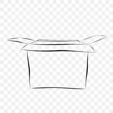Simple Hand Draw Skecth Vector Mockup Black outline cardboard, at transparent Illustrazione stock