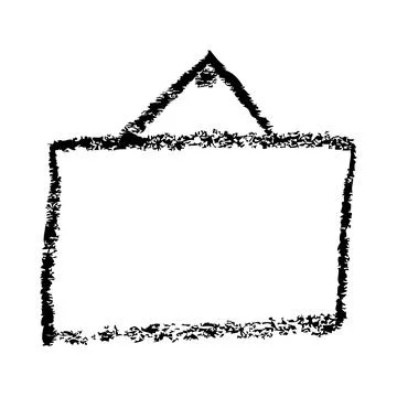 Simple hand draw sketch doodle rectangle hang frame from black crayon, at w.. Stockillustratie