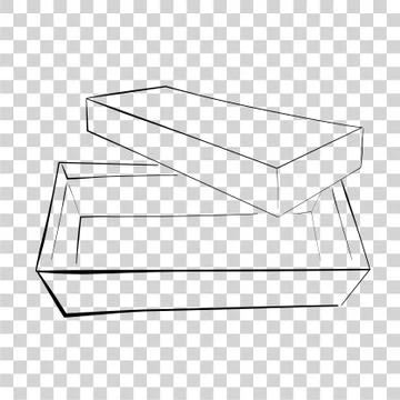 Simple Hand Draw Sketch Template or Mockup Vector Black Shoe Box, at Transpar Stock Illustration