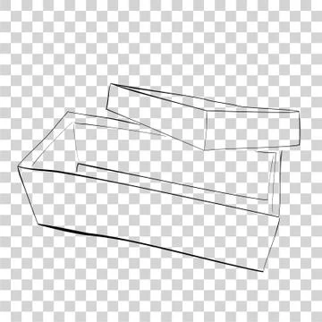 Simple Hand Draw Sketch Template or Mockup Vector Black Shoe Box, at Transpar Illustrazione stock