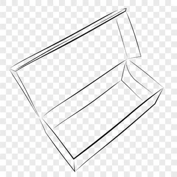 Simple Hand Draw Sketch Template Vector Black Shoe Box, at Transparent Effect Stock Illustration