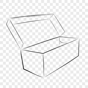 Simple Hand Draw Sketch Template Vector Black Shoe Box, at Transparent Effect Illustrazione stock