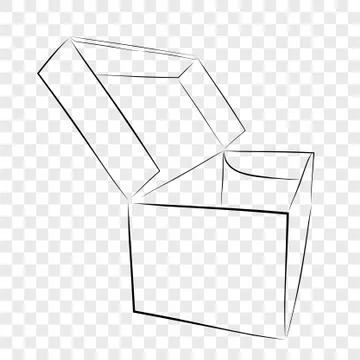 Simple Hand Draw Sketch Template Vector Black Shoe Box, at Transparent Effect Stock Illustration
