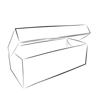 Simple Hand Draw Sketch Template Vector Black Shoe Box, at Transparent Effect Illustrazione stock