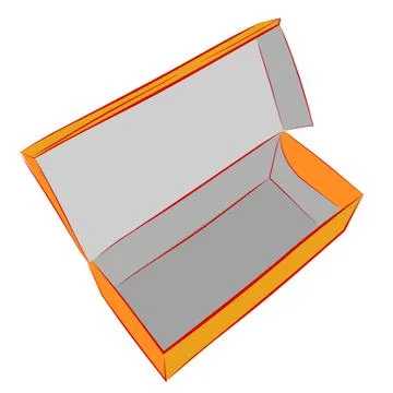 Simple Hand Draw Sketch Vector Mockup Orange Shoe Box, Isolated on white Stock Illustration