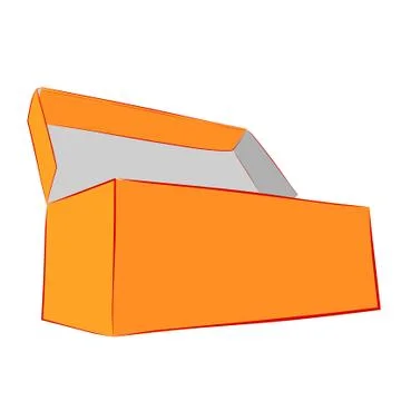 Simple Hand Draw Sketch Vector Mockup Orange Shoe Box, Isolated on white Stock Illustration