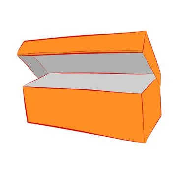 Simple Hand Draw Sketch Vector Mockup Orange Shoe Box, Isolated on white Stock Illustration