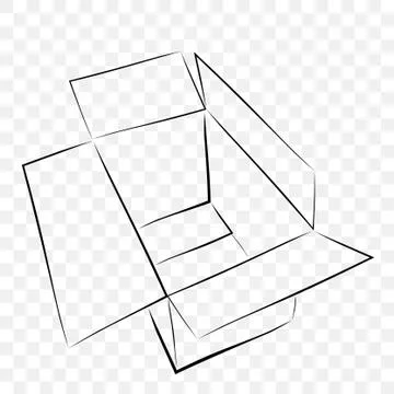 Simple Hand Draw Sketch Vector Mockup Black outline cardboard, at transparent Stock Illustration