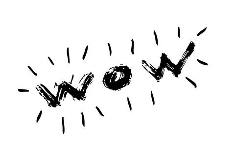 Simple Hand Draw Sketch Vector Surpise or shock expression, Wow Stock Illustration