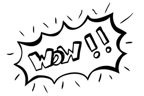 Simple Hand Draw Sketch Vector Surpise or shock expression, Wow Stock Illustration