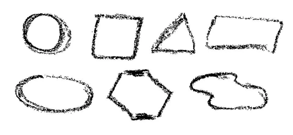 Simple hand draw vector crayon sketch frame basic shape 스톡 일러스트