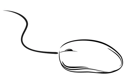 Simple hand draw vector doodle sketch Wired computer mouse Illustrazione stock