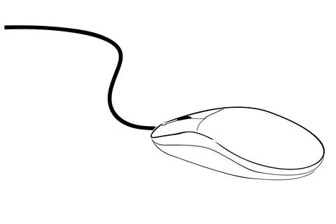 Simple hand draw vector doodle sketch Wired computer mouse Stock Illustration