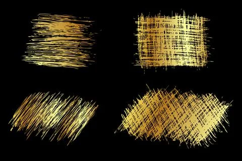Simple hand draw vector gold golden sketch rectangle scribble, set 4 Illustrazione stock