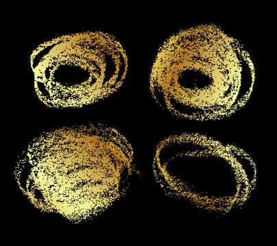 Simple hand draw vector gold golden crayon sketch frame scribble, set 4 Illustrazione stock