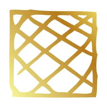 Simple hand draw vector sketch gold or golden square frame scribble Stock Illustration