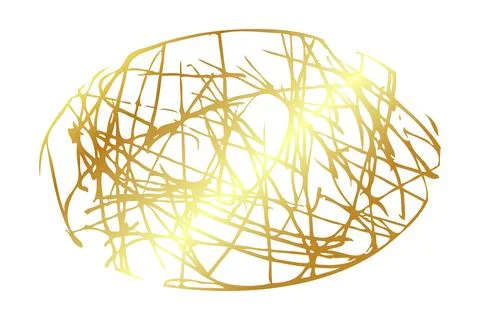 Simple hand draw vector sketch gold or golden oval frame scribble Stock Illustration