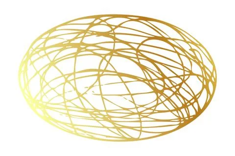 Simple hand draw vector sketch gold or golden oval frame scribble Stock Illustration