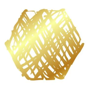 Simple hand draw vector sketch golden or gold hexagon frame scribble Stock Illustration