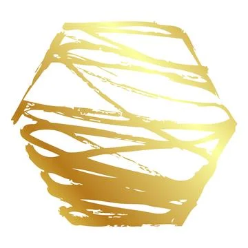 Simple hand draw vector sketch golden or gold hexagon frame scribble Stock Illustration