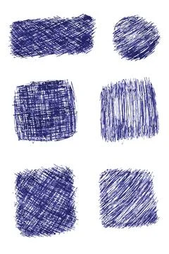 Simple hand draw vector sketch frame blue pen scribble rectangle circle squar Stock Illustration