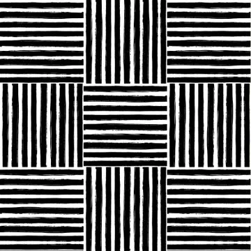 Simple hand drawing back vertical gorizontal lines seamless pattern, backgrou Stock Illustration