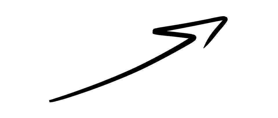 Simple hand-drawn arrow pointing upwards and to the right on transparent Stock Illustration