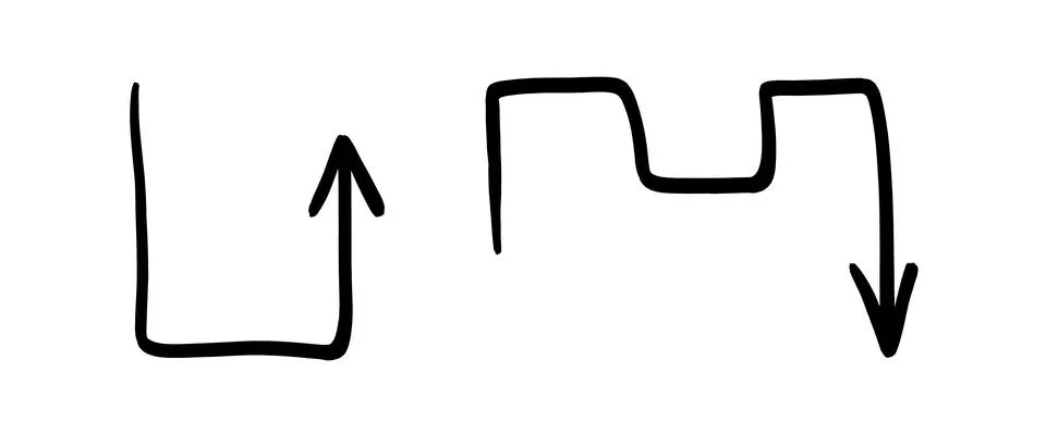 Simple hand-drawn arrows indicating direction and change on transparent Stock Illustration