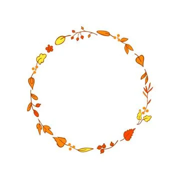 Simple hand drawn autumn leaf wreath 스톡 일러스트
